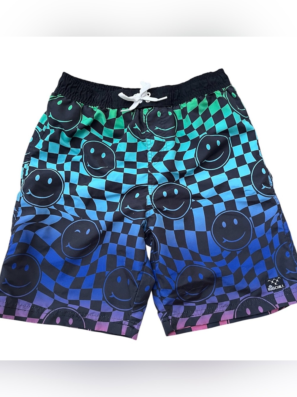 Big Chill Boys Size L 14/16 Swim trunks Multicolor Smiley Faces